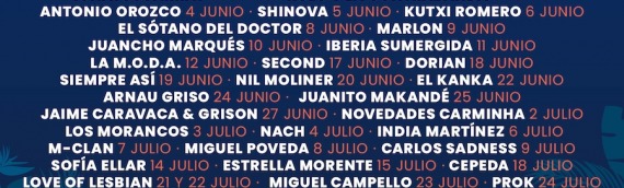 Ciclo de Conciertos en Las Noches del Malecón en Murcia Río. del 28 de mayo al 24 de julio de 2021.